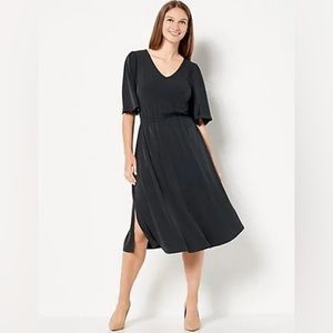 Girl With Curves Knit Midi Dress with Flutter Sleeve Women's Sz 2XS (XXS…